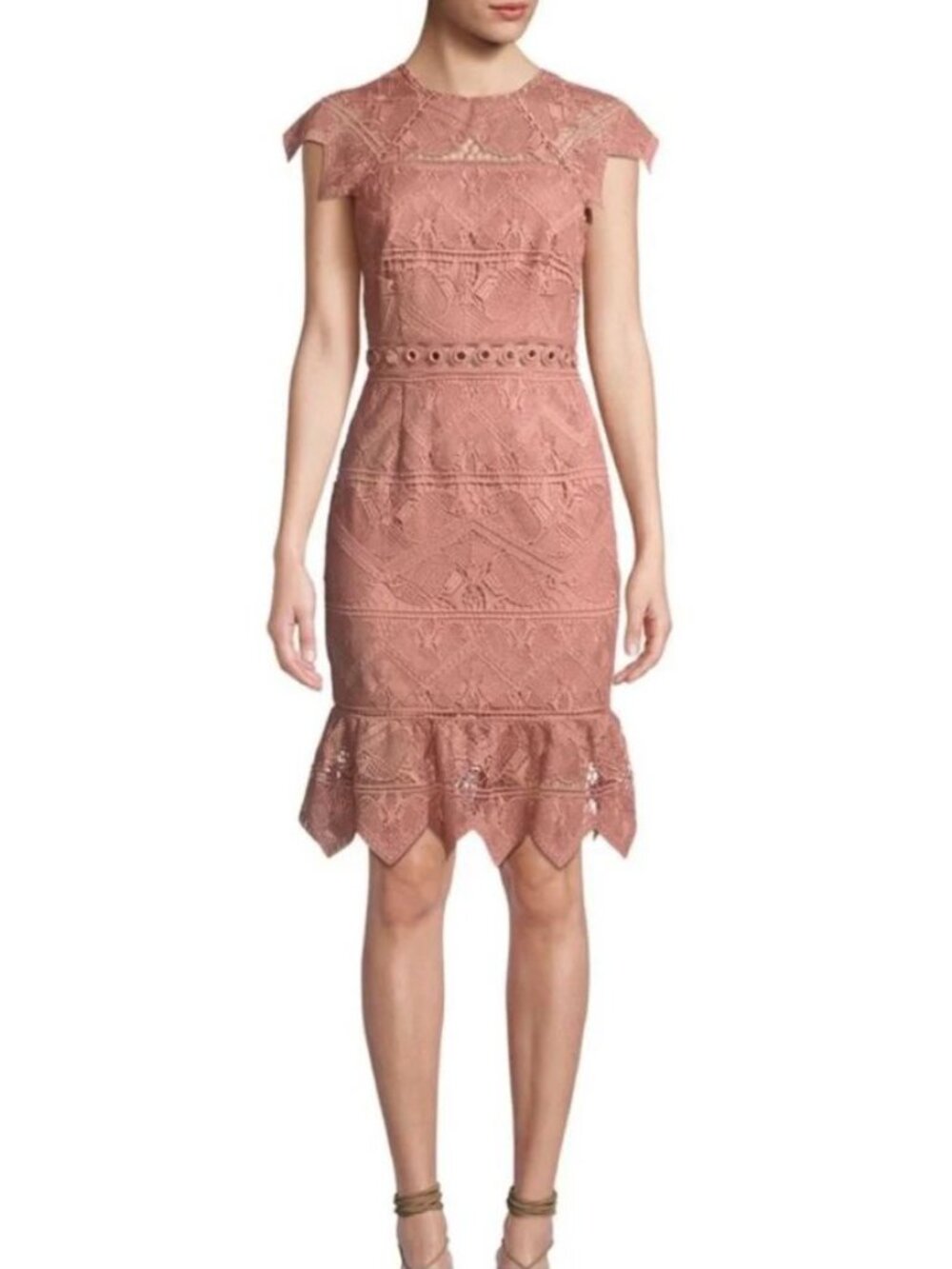 Saylor Joah Crochet Lace Back Cutout Mirror Trim Dress Size XS
